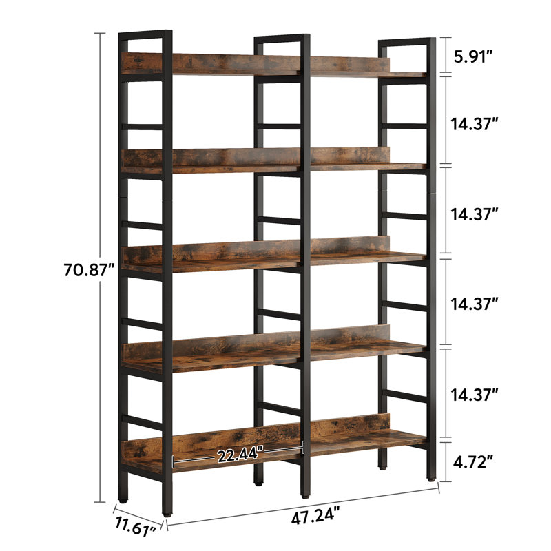 Rubyjane Shelves Bookcase, Rustic Brown/Black