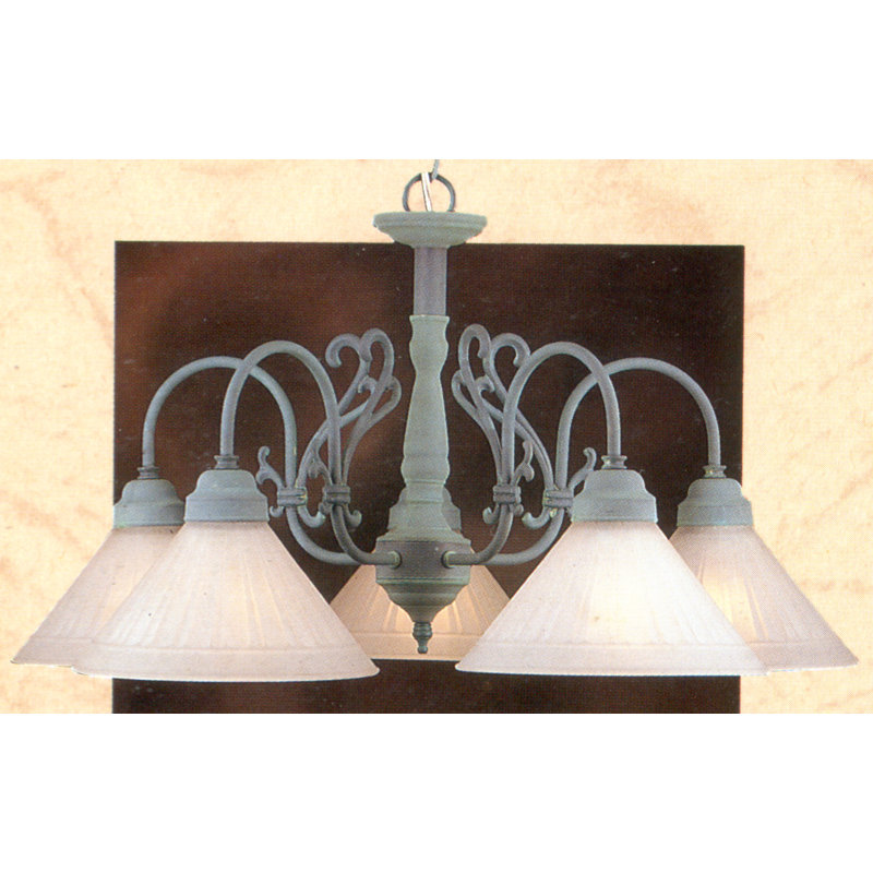 Lustre classique/traditionnel ombré 5 lumières Billings, Bronze anglais, Verre dépoli
