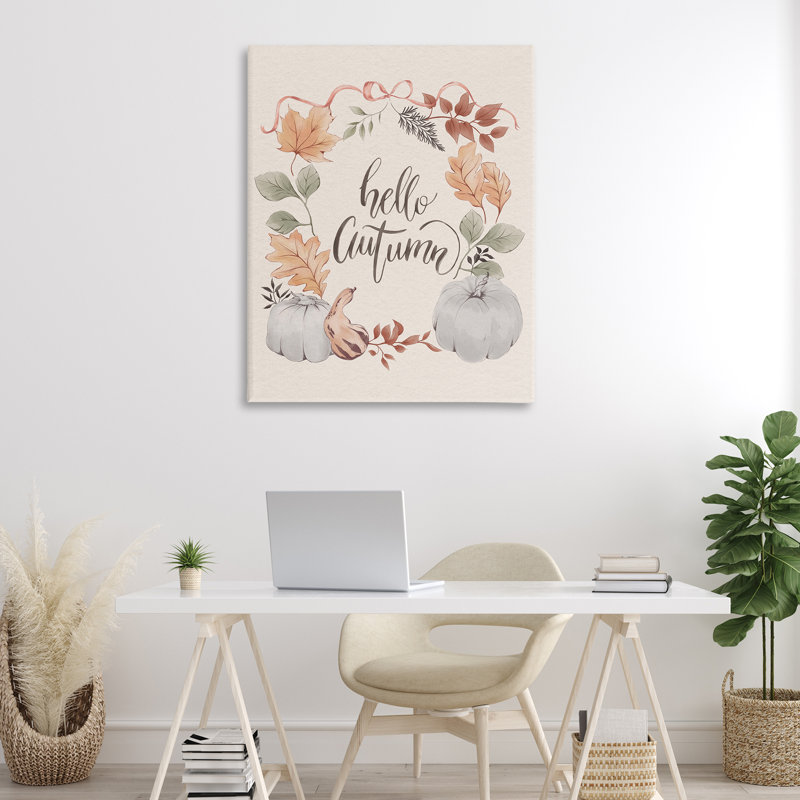  «Hello Autumn with Garland», art mural sur toile par Andrea Jasid Grassi, H 48 po x l 36 po