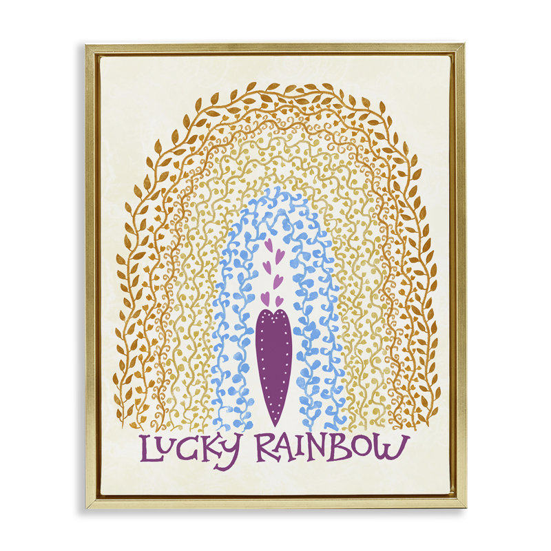 Cadre flottant Boho Lucky Rainbow, design par Connie Summers, Cadre flottant métallique doré, H 31 po x l 25 po