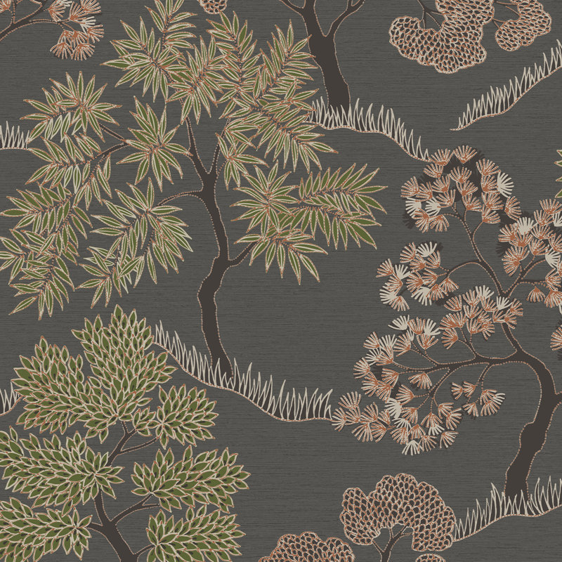 Sublmie Tree Floral Charcoal Wallpaper