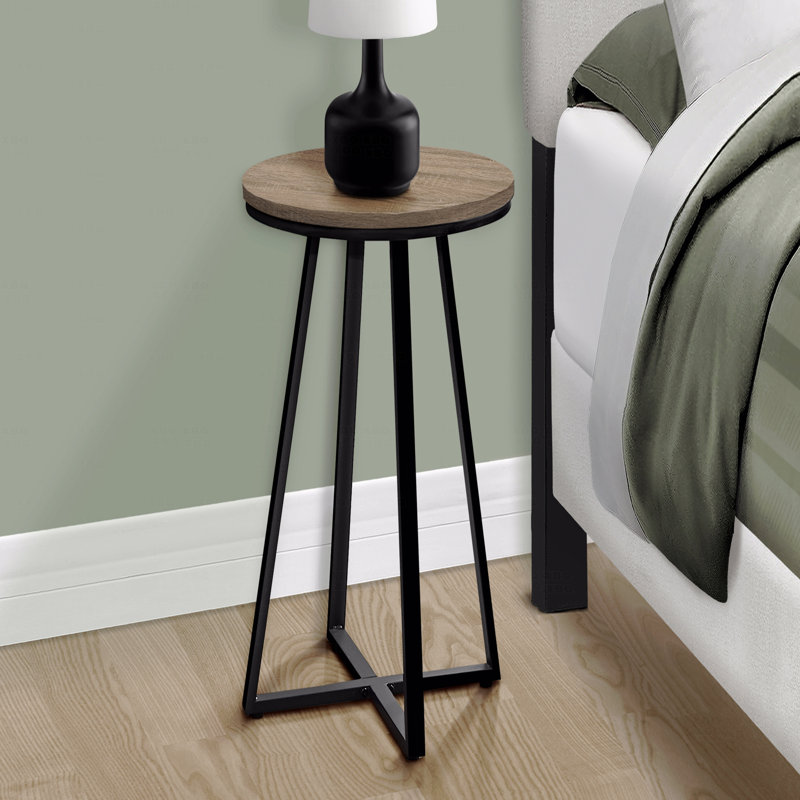 Table d'appoint, côté, rond, bout, table de chevet, stratifié, contemporain, moderne, Brun