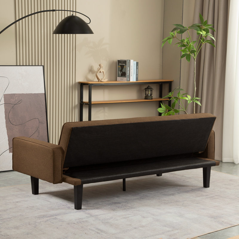 Console en bois massif 71,65 po Trayon, Mélange de lin brun