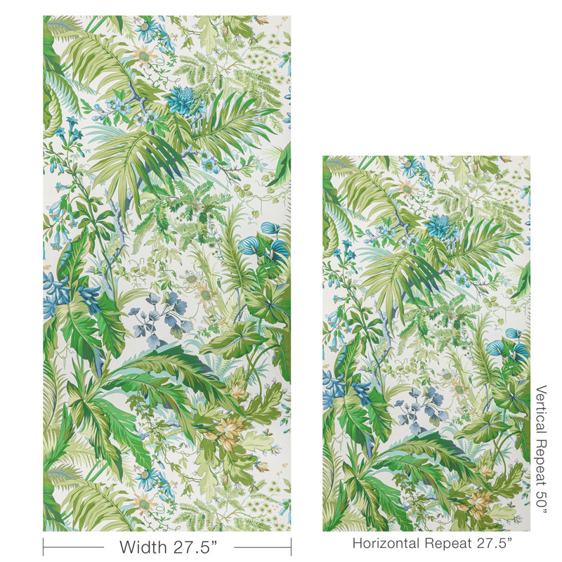 Majorelle 33' L x 27.5" W Wallpaper Roll, Mist