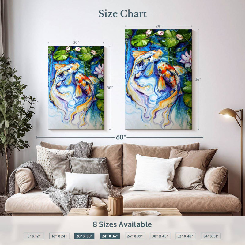 Brampt Koi Koi And Lily, 36" H x 24" W