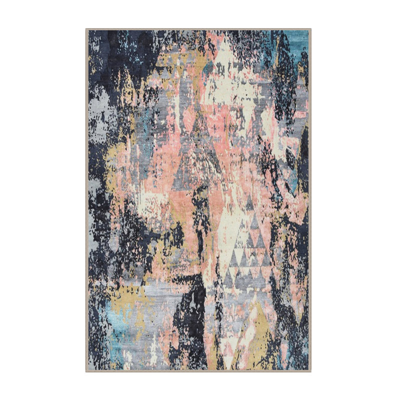 Tapis abstrait bleu / gris, Rectangle 5 pi x 7 pi