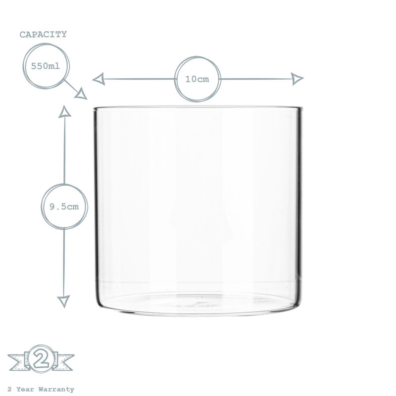 Argon Tableware - Glass Scandi Storage Jar, 9.5cm H x 10cm W x 10cm D