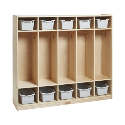 ECR4Kids 5-Section Coat Locker and Scoop Front Storage Bins, Natural, Kids Furniture -  ELR-0425-LG