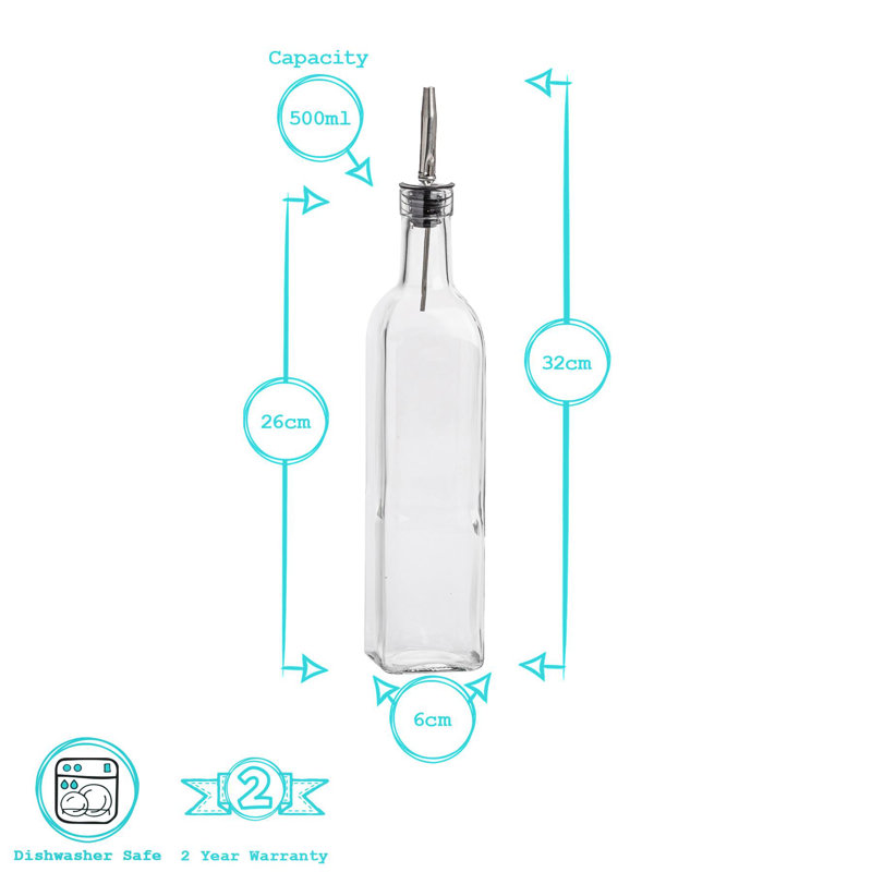 Glass Single Oil / Vinegar Cruet, 31.5cm H x 6.5cm W x 6.5cm D