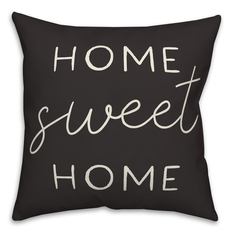 Housse de coussin carrée extérieure Home Sweet Home, Noir