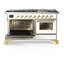 Majestic III Series 60 Inch Dual Fuel Range with 7 Sealed Burners, Griddle, in Blue Grey (Liquid Propane, Burnished Trim)-117886139-117886133-117886135