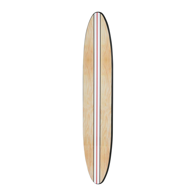 Décoration murale de planche de surf Coastal pour le salon; Motif contemporain à rayures superposées sur bois clair