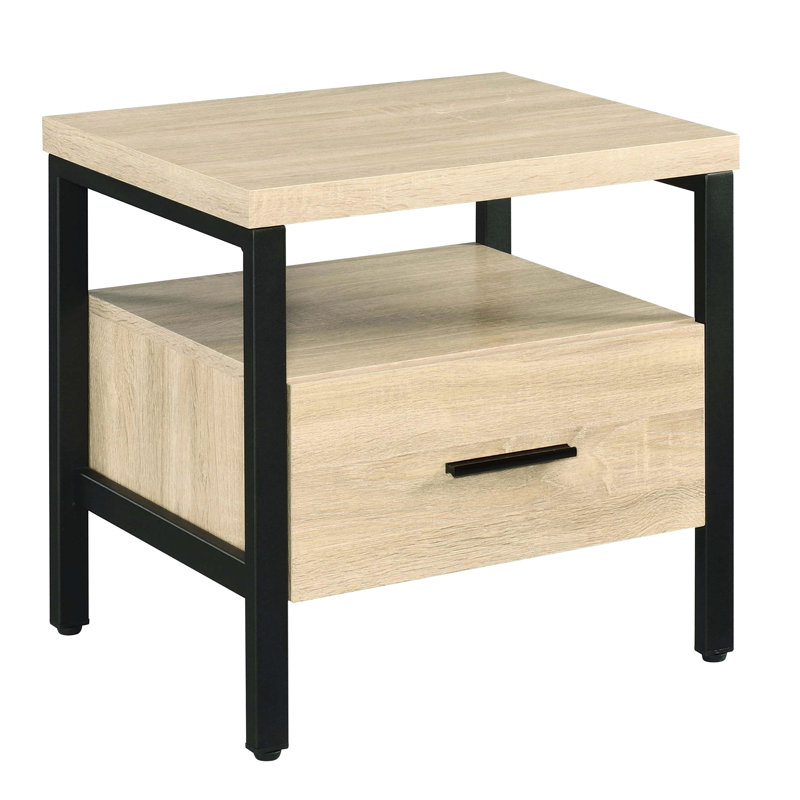 Table d'appoint de style rustique en chêne et noir avec tiroir - pour divers espaces de détente