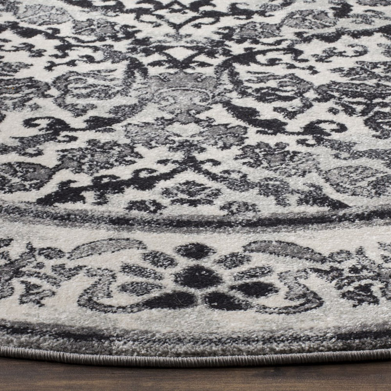 Tapis oriental ivoire / gris Alessia, Rond 6 pi 7 po
