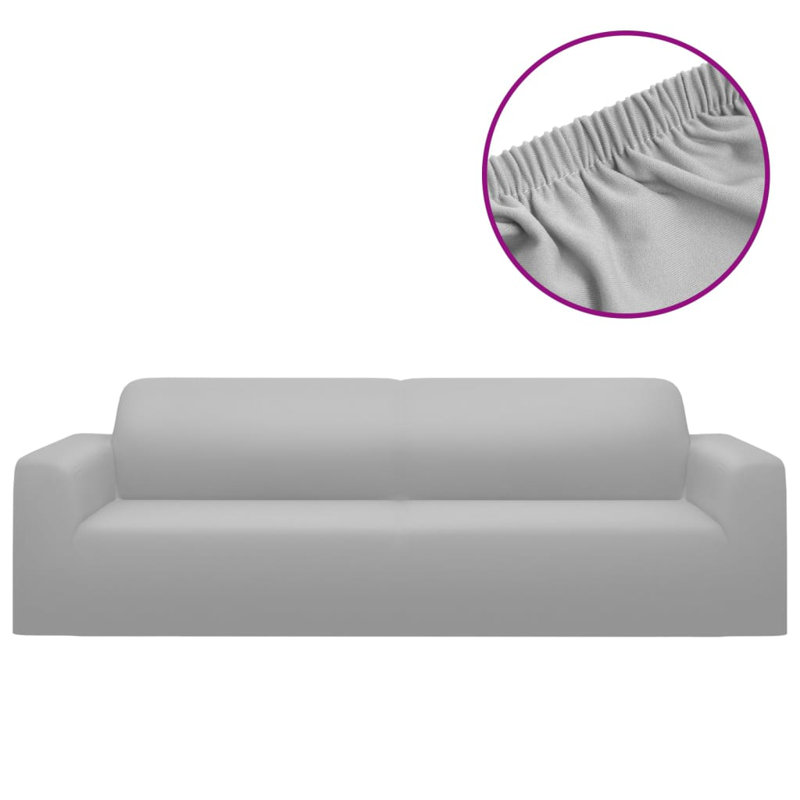 Polyester Box Cushion Sofa Slipcover, Grey