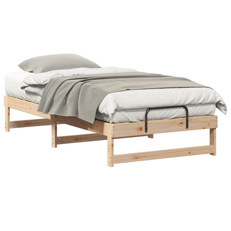 Bed Frame With Carry Handles Solid Pine Wood, Brown, Single (3')