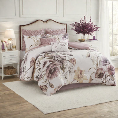 -piece Bedding Set, Cotton Printed Comforter, Blush Queen