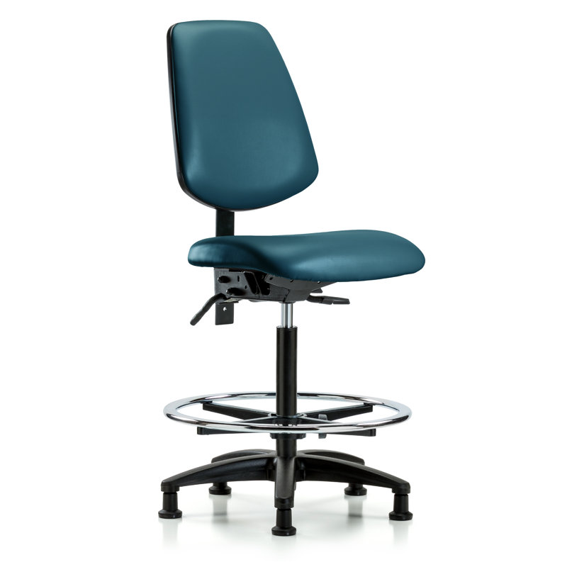 Chaise de travail en vinyle Khallia, Bleu marine, Non, Patins