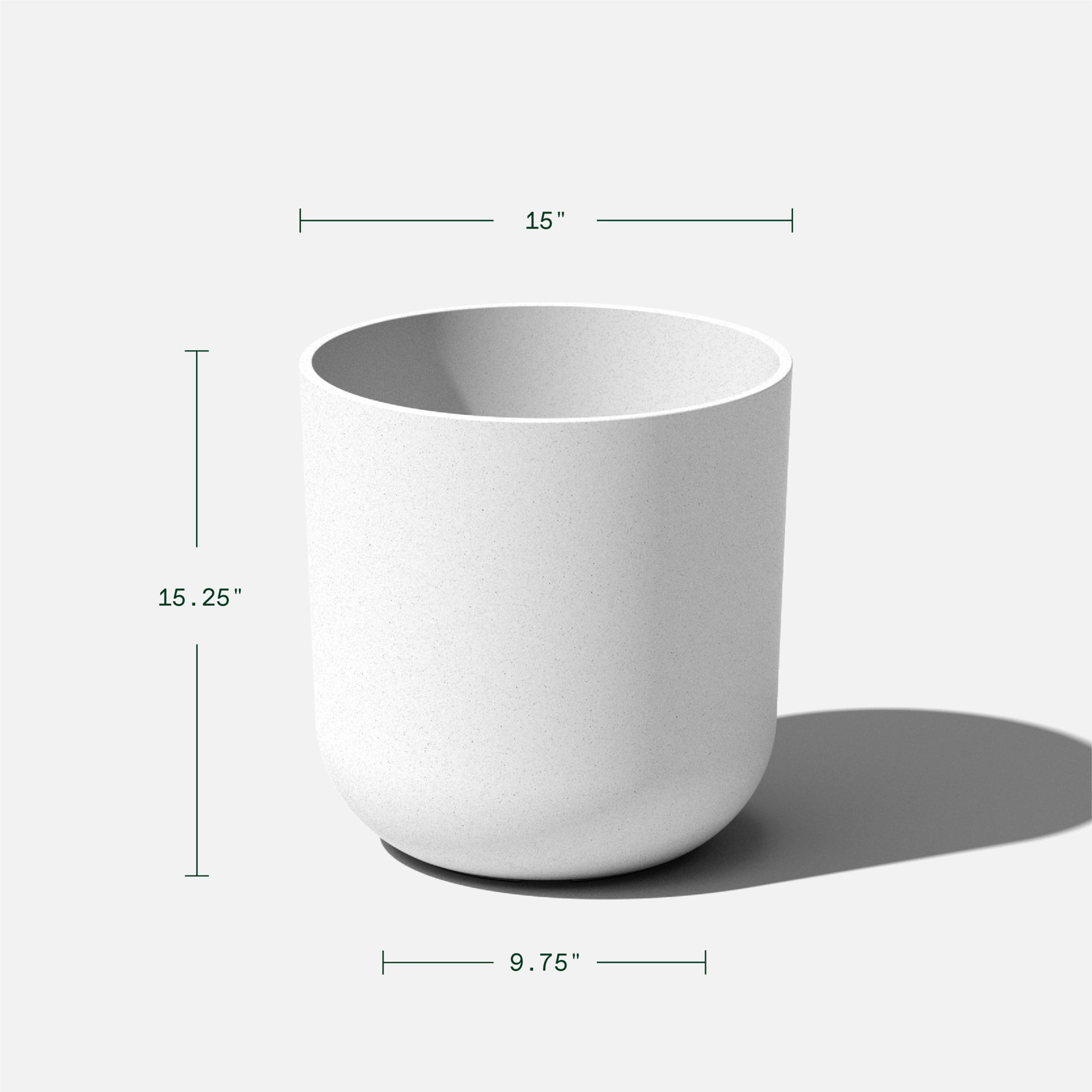 Mason Series Kona Planter, 2, White, 15.25" H x 15" W x 15" D