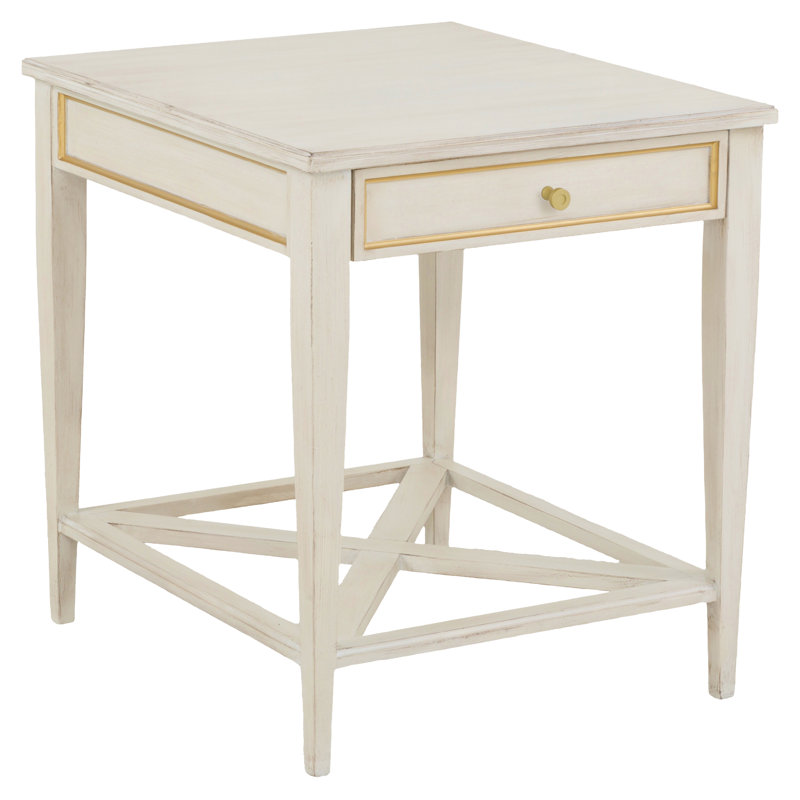 Linea Rectangular One Drawer End Table in Champagne Mist, Champagne Mist