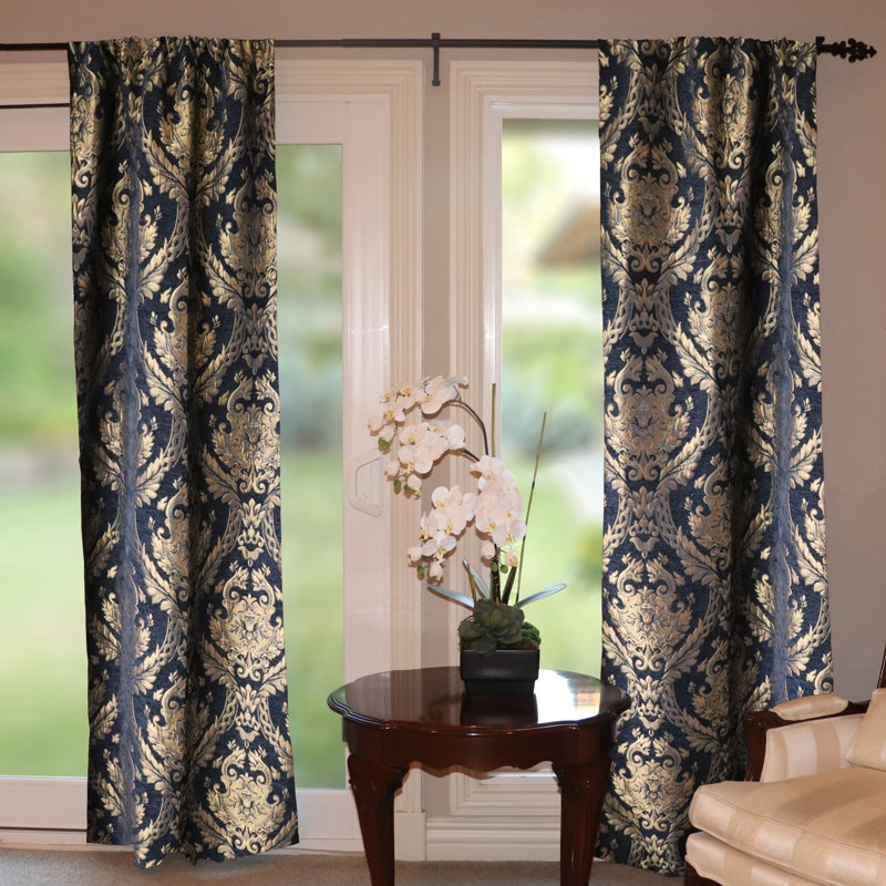Starri Room Darkening Curtain Single Panel, Gold/Black, 56" W x 120" L