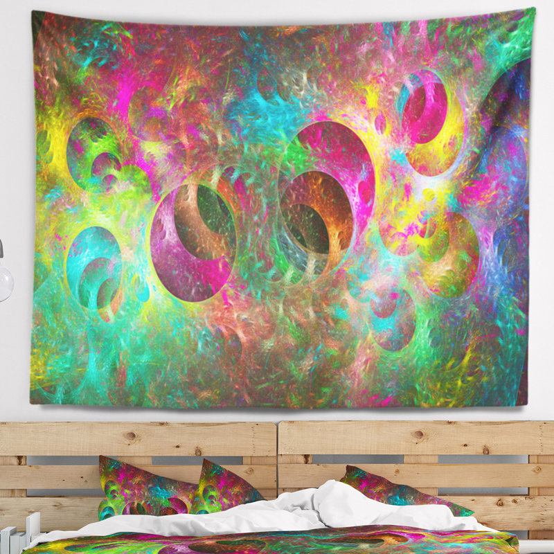 Tapisserie de texture en verre fractal multicolore abstract, H 68 po x l 80 po