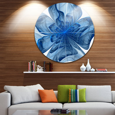«Blue Fractal Flower with Petals», impression sur métal