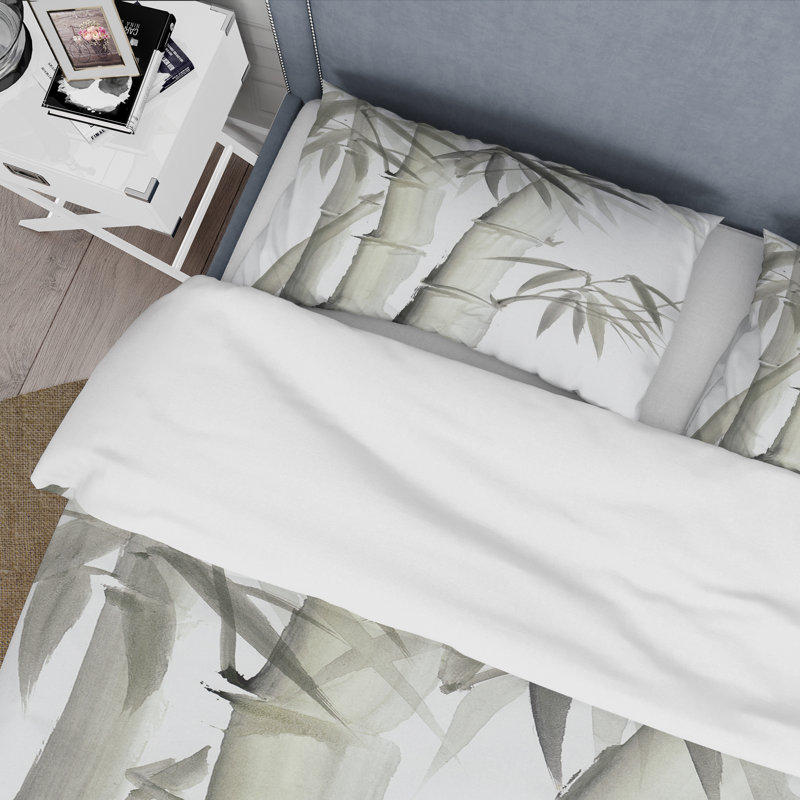 Ensemble de housse de couette rétro en bambou monochrome V - microfibre polyester