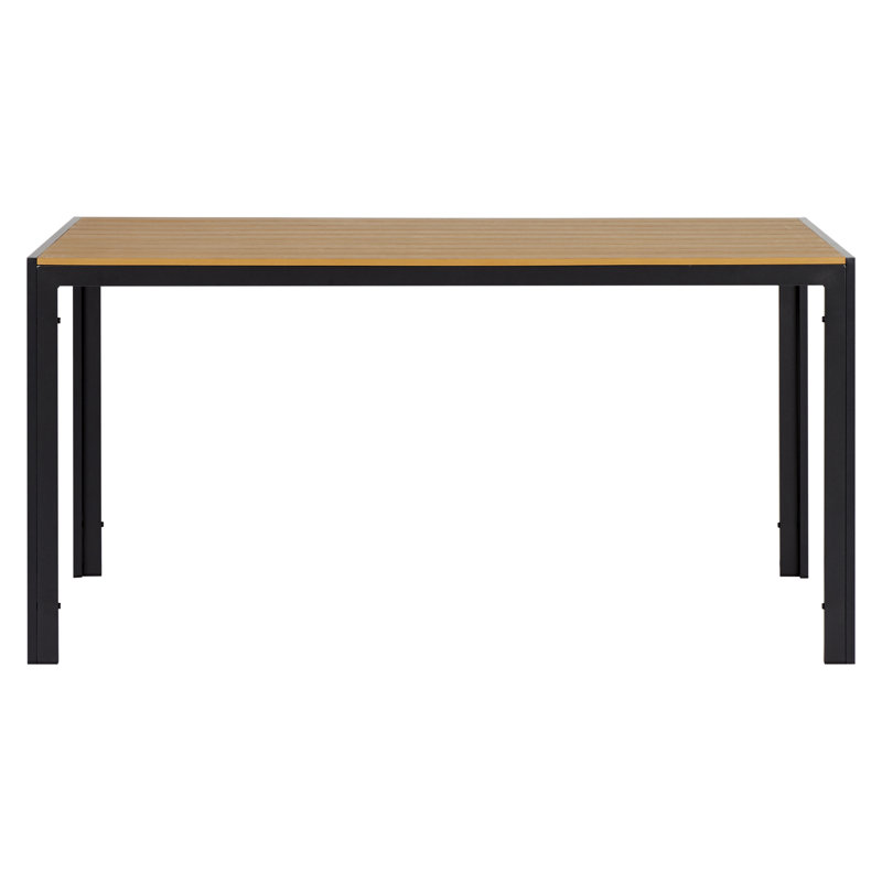 Oriska 4 - Person Wicker Patio Dining Set with Rectangular Table, Teak look