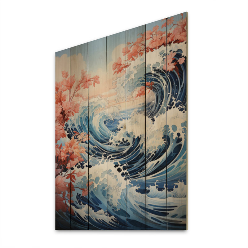 «Japon Waves Of Tranquility I» sur bois, H 40 po x l 30 po x P 0,78 po