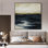 Très grand art marin abstrait abstrait - Décoration murale contemporaine texturée bleu foncé, crème et or pour le salon ou la chambre à coucher, Très grand art abstrait marin abstrait - Décoration murale contemporaine texturé bleu foncé, crème et or pour le salon ou la chambre à coucher