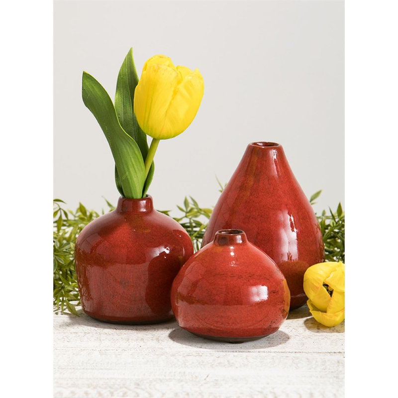 Ceramic Table Vase, Red
