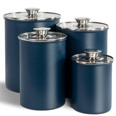 Ensemble de contenants alimentaires en acier inoxydable Airtight avec couvercles en verre (bleu)