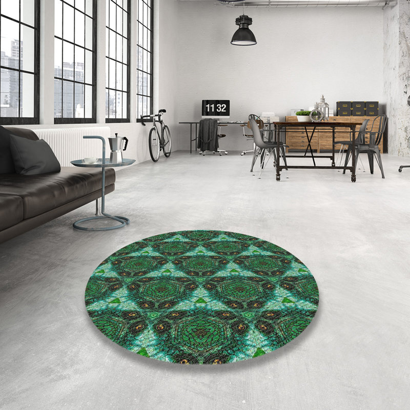 Vert Tapis décoratif, Rond 8 pi