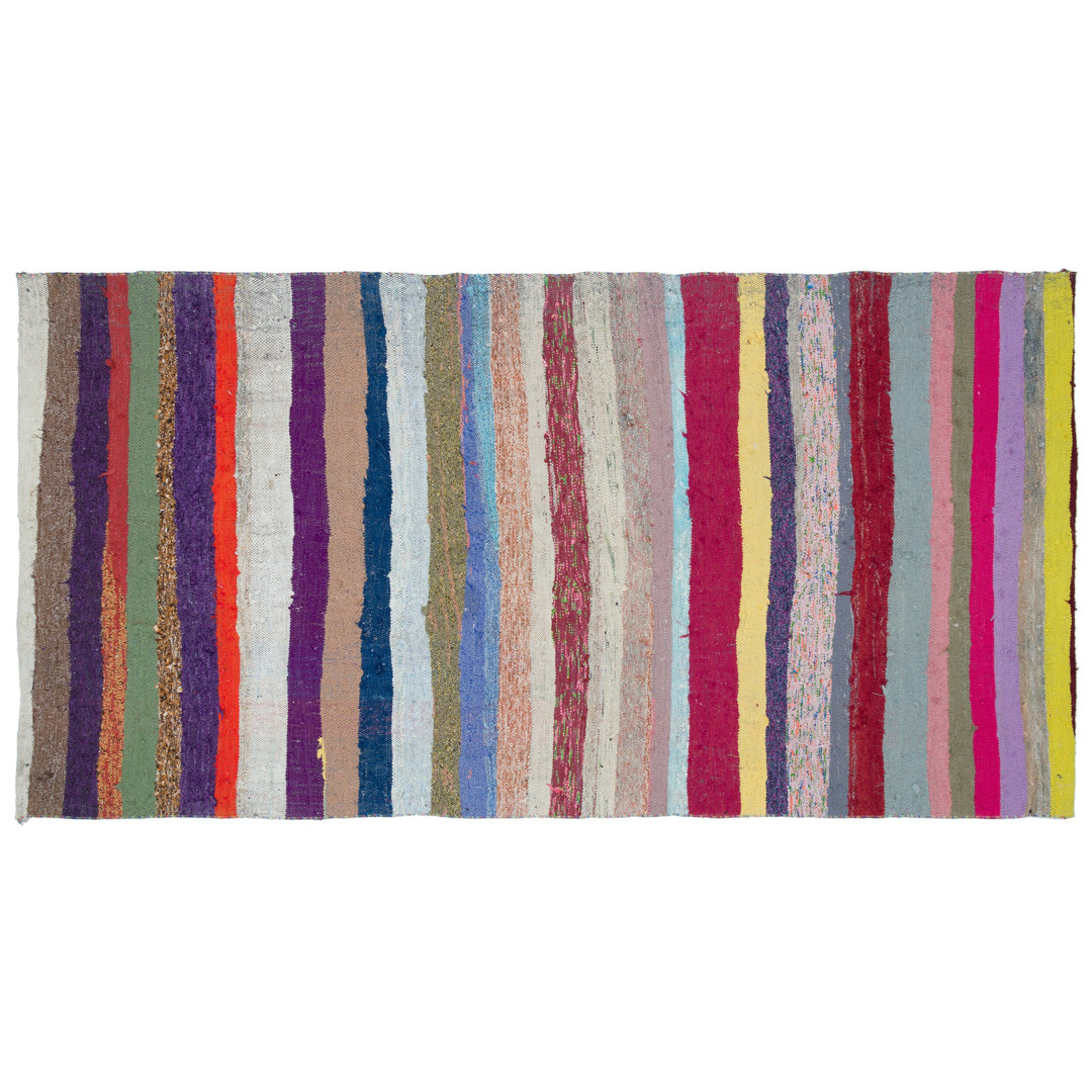 Girit Beige Striped Wool Handmade Area Rug