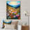 «Pink Seasonal Flowers Field In Mountain I», reproduction d'art sur toile