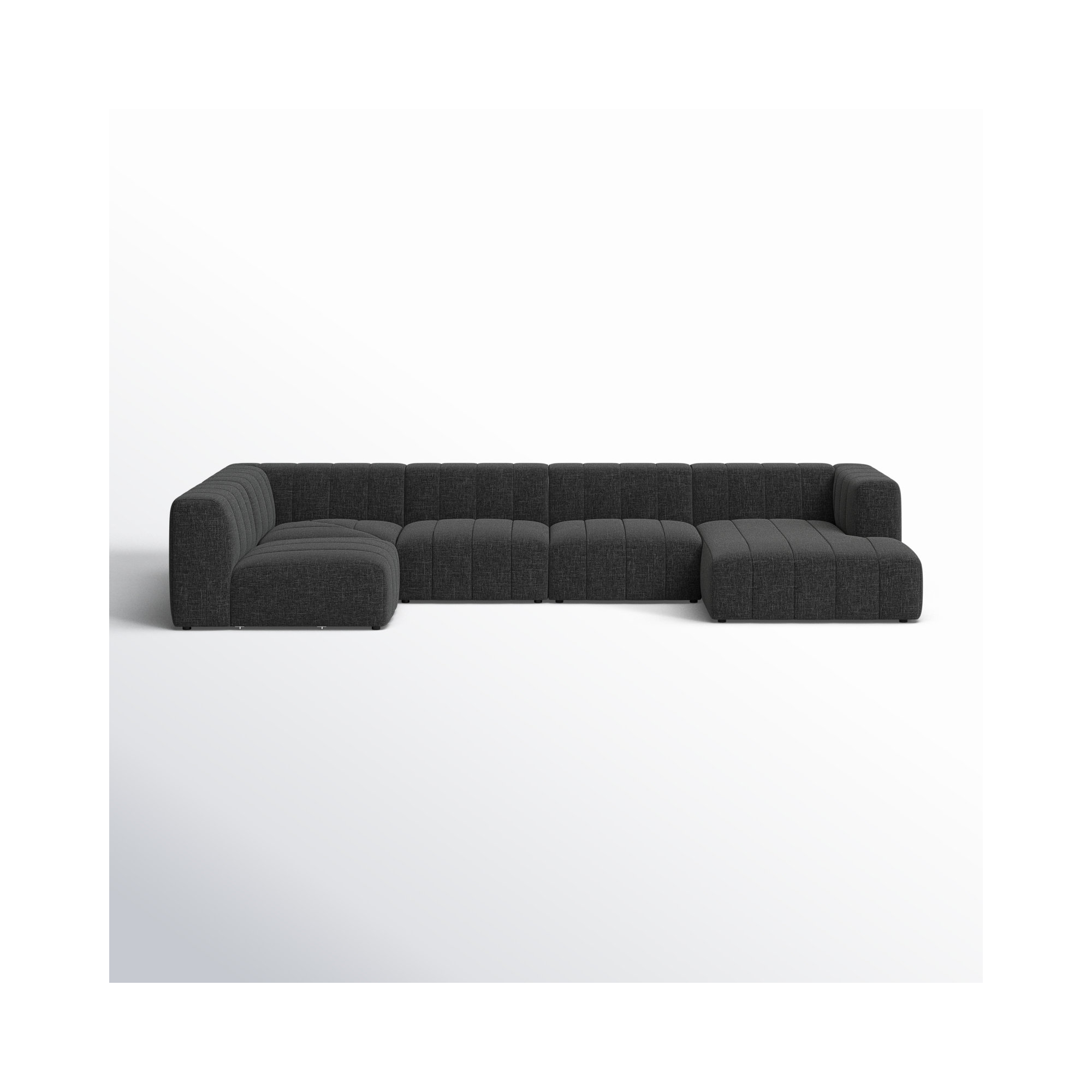 Bowry 157" Wide Modular Sectional, Saxon Charcoal Polyester Blend, Right Hand Facing