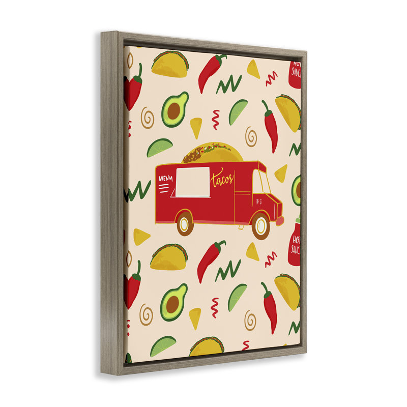 Art mural sur toile flottant Taco, 31" H x 25" W, Cadre flottant orme Montalcino