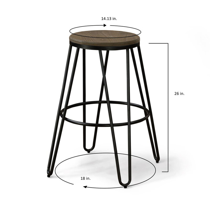 Tabouret de comptoir rond 26 po Gilland, Gris foncé