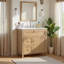 Meuble-lavabo autoportant de 30 po avec lavabo, armoire en bois à fermeture douce, poignées décoratives dorées