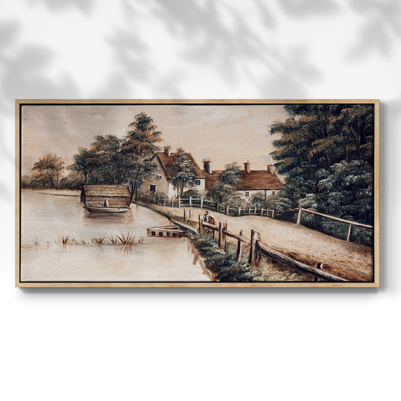 Série paysage -MXLII- Toile tendue avec châssis tendue, prête à être accrochée, H 17 po x l 33 po, Naturel