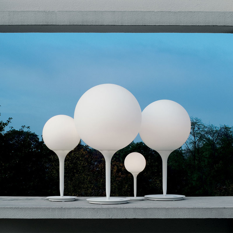 Castore White Sphere Desk Lamp with Luminous Stem
