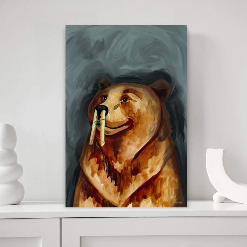 Art mural abstrait contemporain Stinky Bear, H 18 po x l 12 po