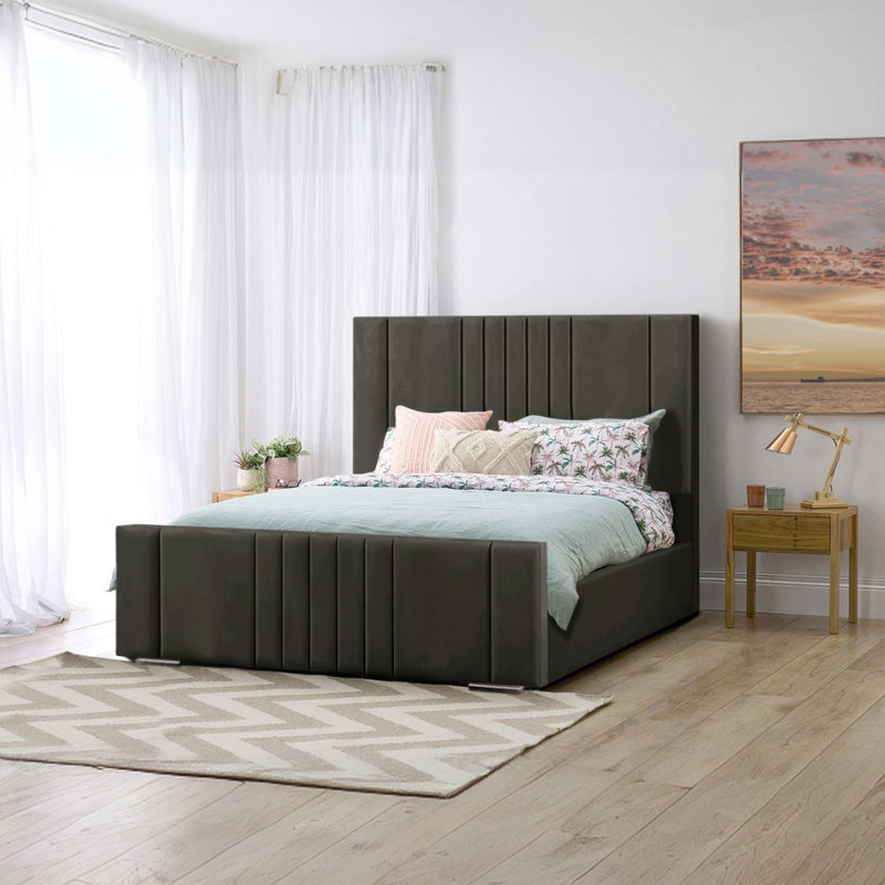 Mohiuddin Upholstered Ottoman Storage Bed, Asphalt, UK King - DE 150 x 200 cm
