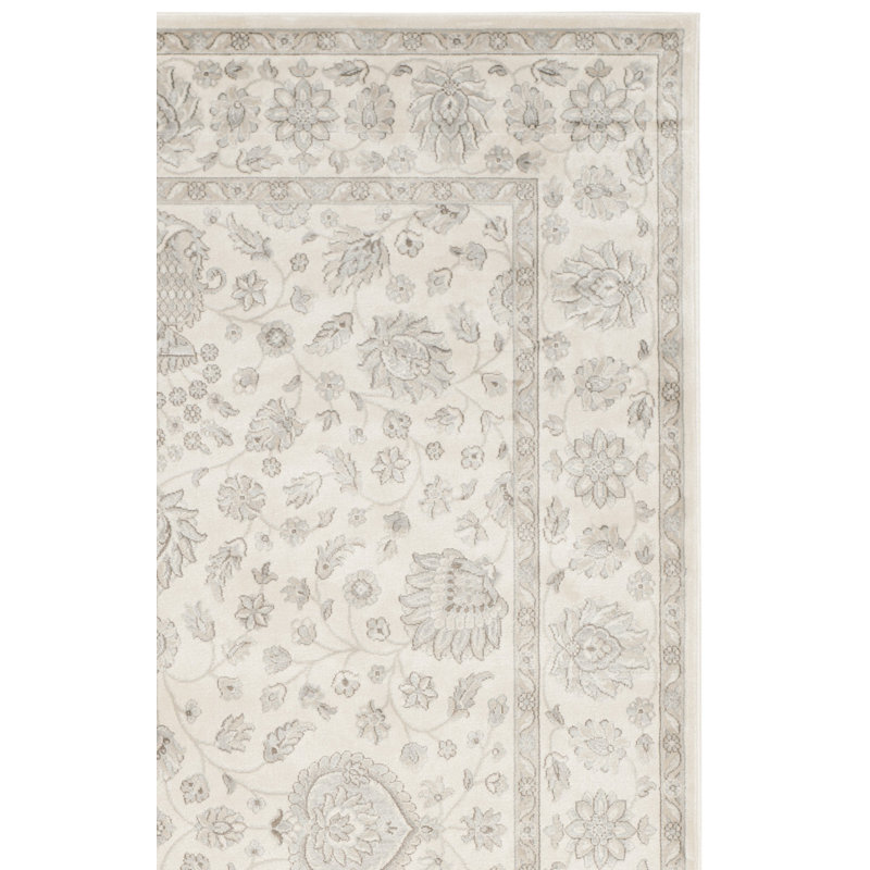 Tapis en viscose argenté / crème Ensembles, Rectangle 5 pi 3 po x 7 pi 3 po