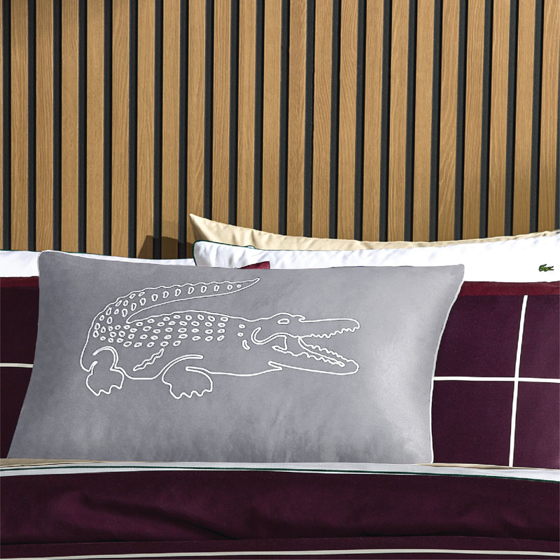 Coussin décoratif brodé Lacoch, Animal gris 2, Rectangle 16 po x l 24 po