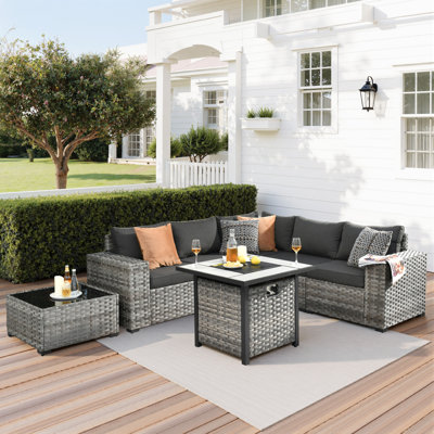Bobia 7 Piece Wicker Sectional Seating Group with Cushions by Latitude Run