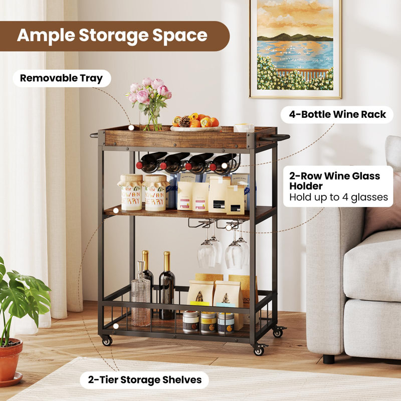 Wood Bar Cart