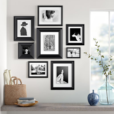 Ensemble de cadres à photos en plastique biseauté 8 pièces de style galerie Syston