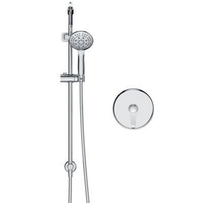 Robinet de douche mural pour salle de bain GT, barre murale fixe avec crochets, robinet à réglage de la hauteur, ensemble de garniture avec valve brute, chrome
